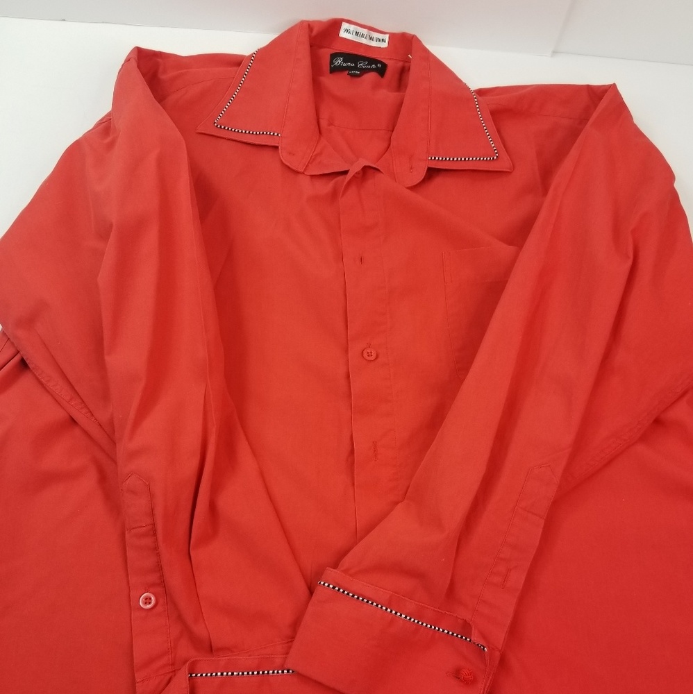 Bruno Conte Men's Dress Shirt, 17 1/2 34-35, Red